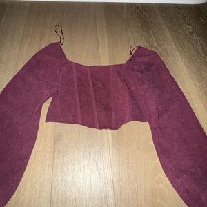 Women's Burgundy Off-Shoulder Top